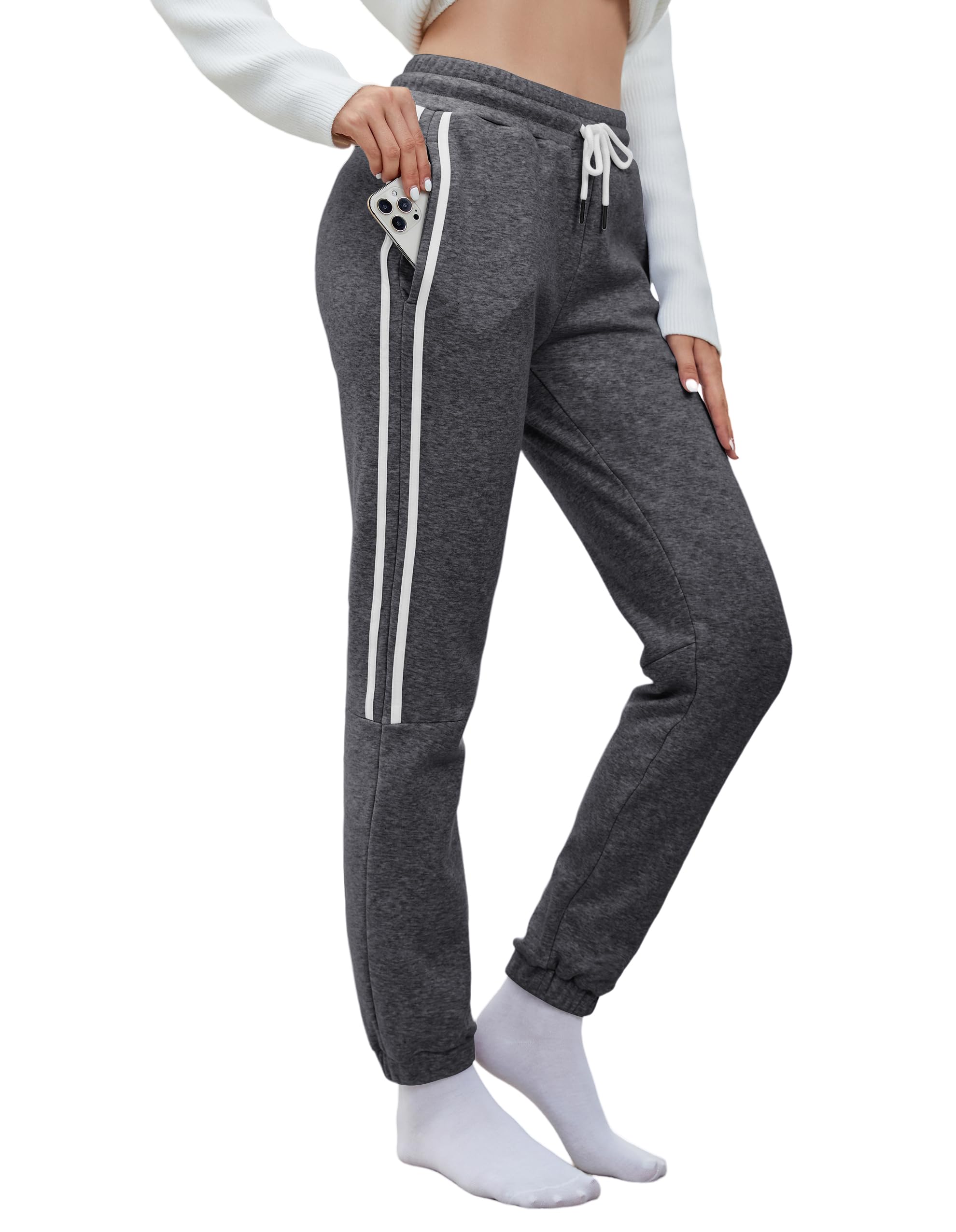 SPECIALMAGIC Women's Fleece Lined Joggers Sherpa Fleece Joggers Pants  Winter Thermal Warm Trousers Thick Furry Fleece Lined Sweatpants Drawstring