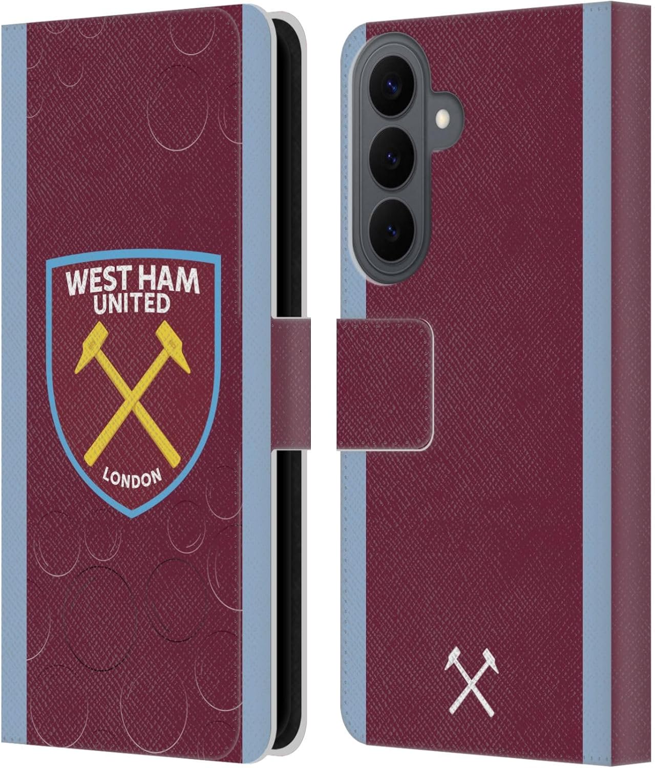 Head Case Designs Officially Licensed West Ham United FC Home 2023/24 Crest Kit Leather Wallet Case Compatible with Samsung Galaxy S26 Plus