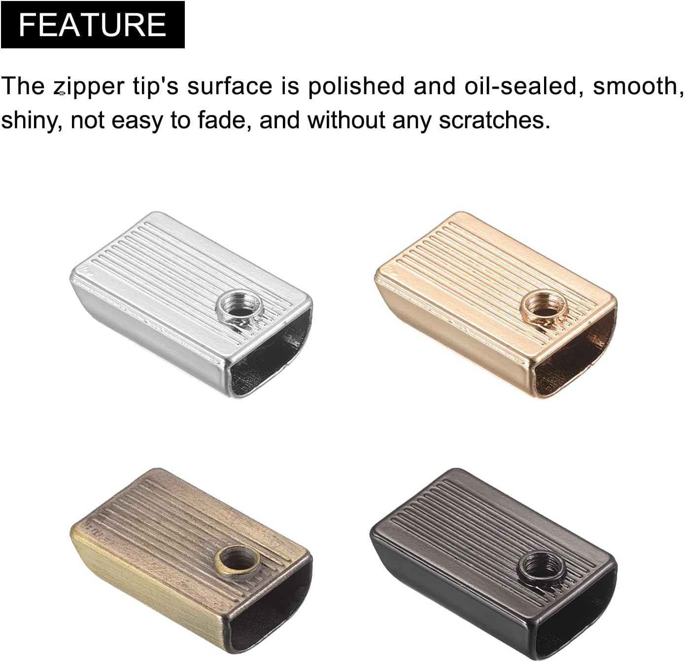 12Pcs Metal Zipper Stopper 0.37'' Zipper Tail Clip Plug Head for DIY Decoration Leather Craft Hardware 4 Colors