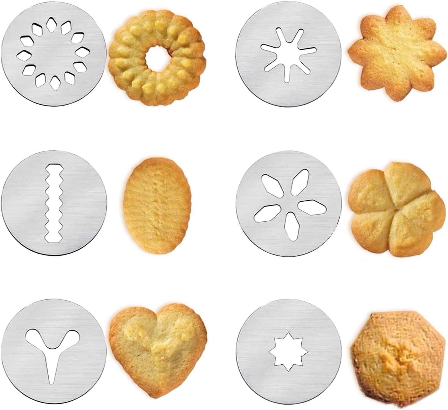 6 PCS Cookie Press Set for OXO Good Grips - Cookie Press Discs, Metal Cookie Mold Disc, Stainless Steel Cookie Stencils, Cookie Press for Baking Accessories, for DIY Biscuit Maker and Decoration