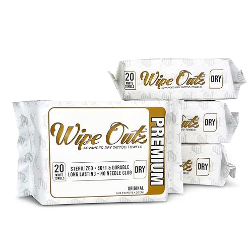 Wipe Outz DRY - Toallas de tatuaje de primera calidad para durante el tatuaje, cuidado posterior de tatuajes y toallitas para artistas PMU -