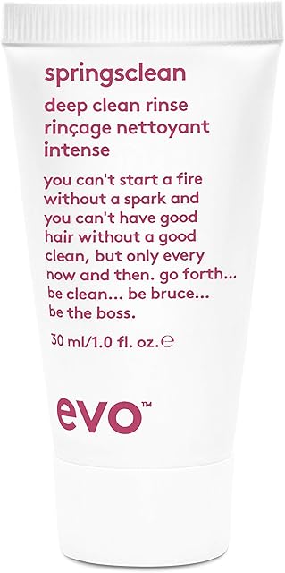 EVO Springsclean Shampoo - Deep Cleansing Rinse Gentle Moisturising Natural Shiny Soft Curly and Wavy Hair - Travel Size, 30ml / 1.01fl.oz