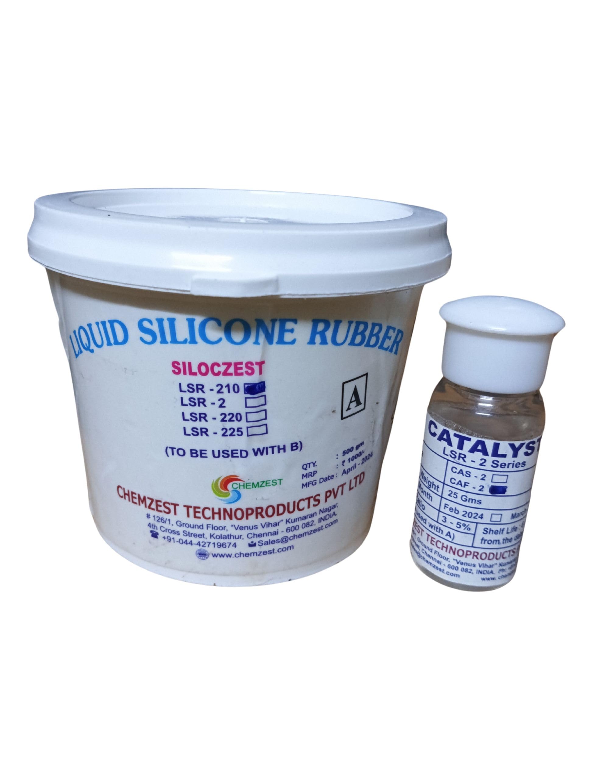 RANA POLYMERS LSR-210 (Shore 10 Soft Liquid Silicone Rubber) Supreme Moulding for Candle Making, DIY Resin, Soap, Crafts & Many More Pattern Making (500 gm, LSR 210 Fast catalyst)