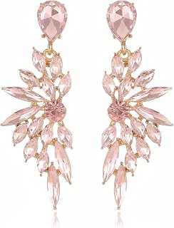 Rhinestone Statement Earrings Cluster Crystal Drop Dangle Earrings Teardrop Chandelier Earring Dangling Prom Wedding Bridal Earrings for Women