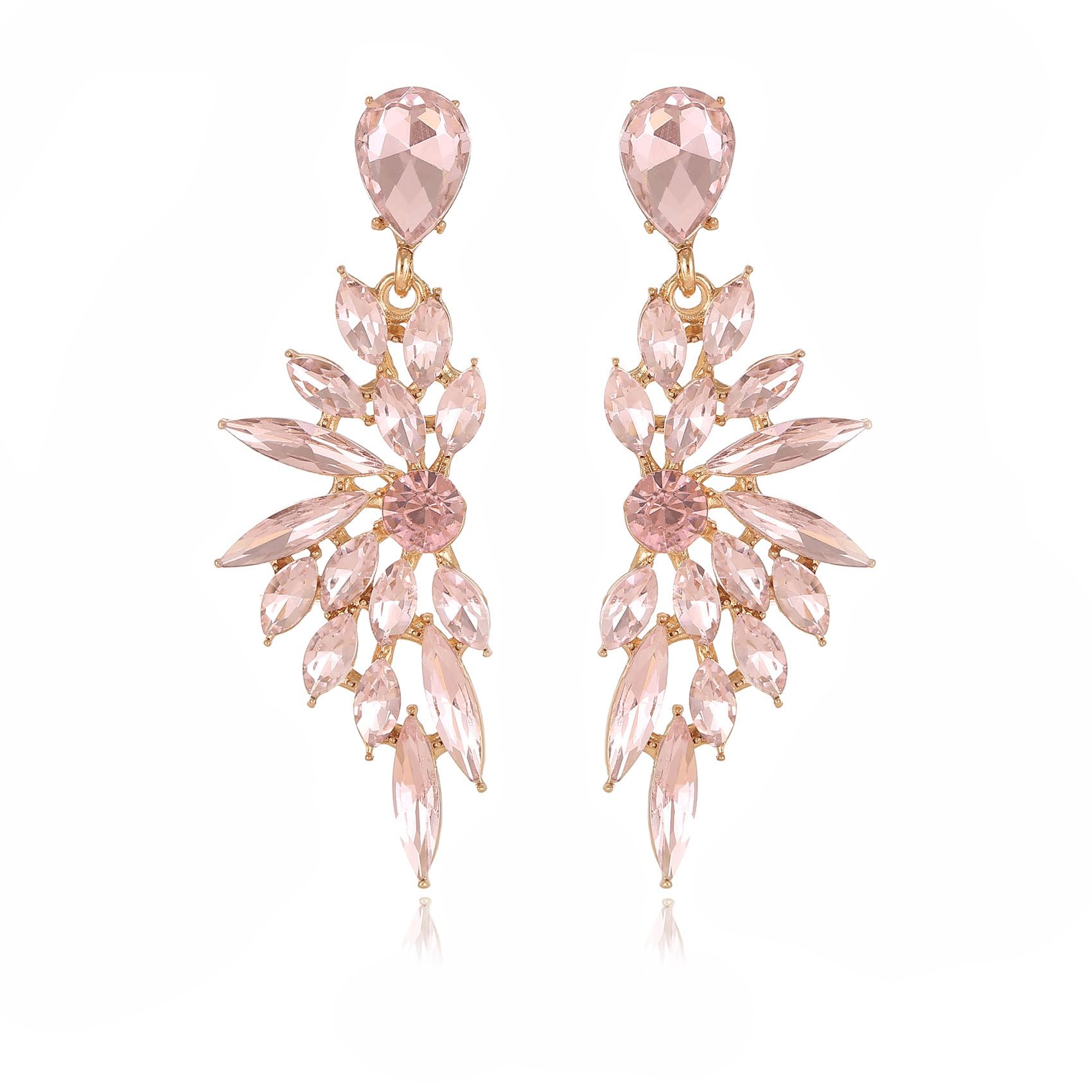 FENBORYRhinestone Statement Earrings Cluster Crystal Drop Dangle Earrings Teardrop Chandelier Earring Dangling Prom Wedding Bridal Earrings for Women, Zinc, Rhinestone