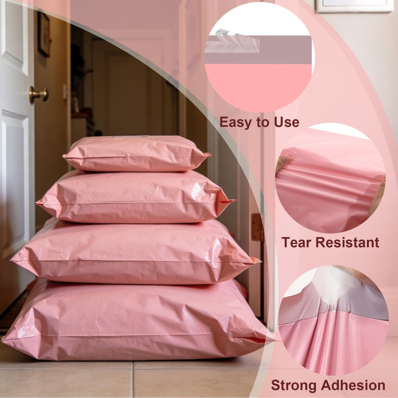 50 Unidades Bolsas de Envío Rosas Para Ropa 35 × 45 cm Autoadhesivas Opacas y Resistentes Al Agua Bolsas Envío Vinted y Sobres Envíos Vinted Para Textiles