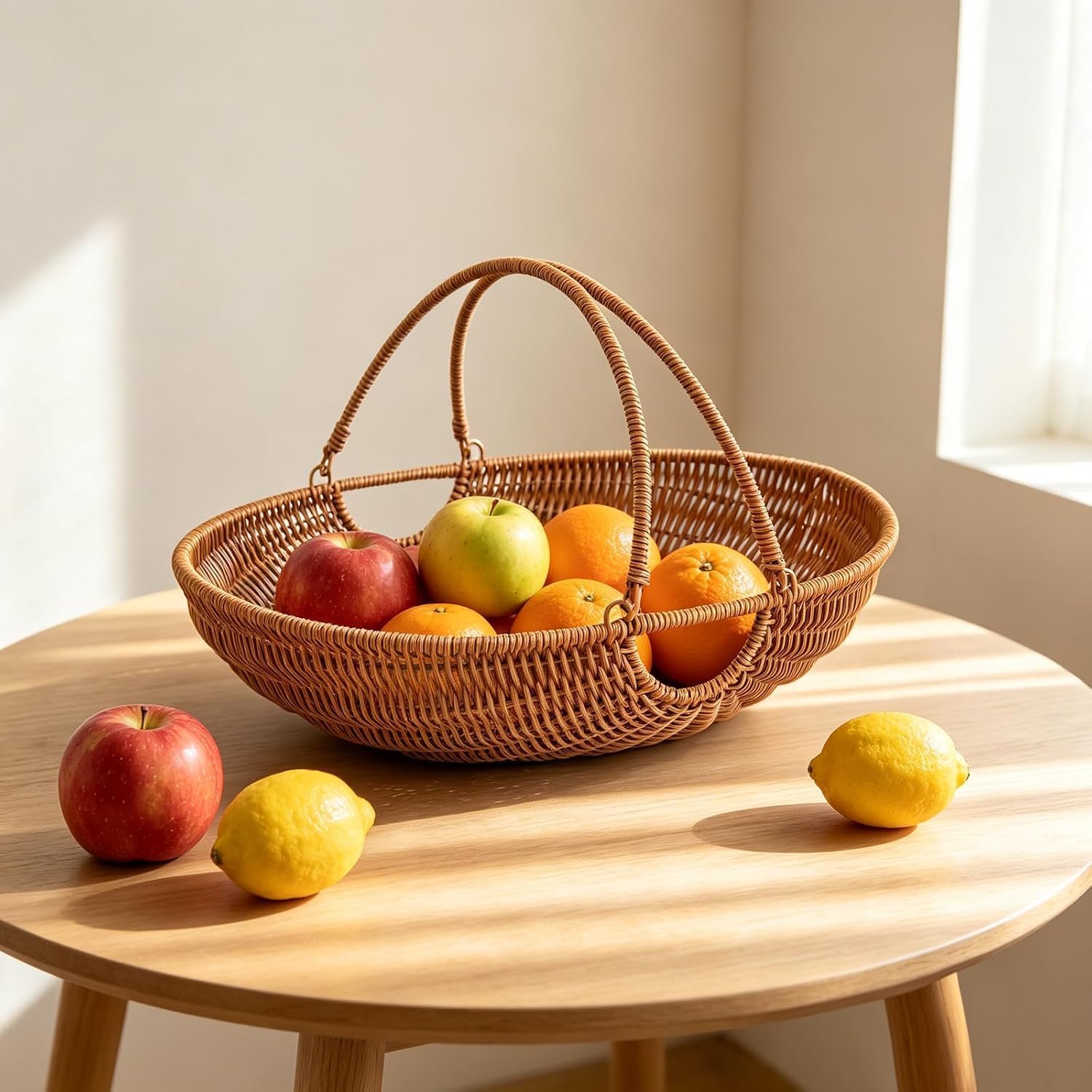 Handwoven Wicker Garden Trug & Harvest Basket with Handles, Garden Flower Baskets for Gathering Vegetables & Gathering Basket for Picnic, Fruit, Storage & Gardening & Organizing (Brown)