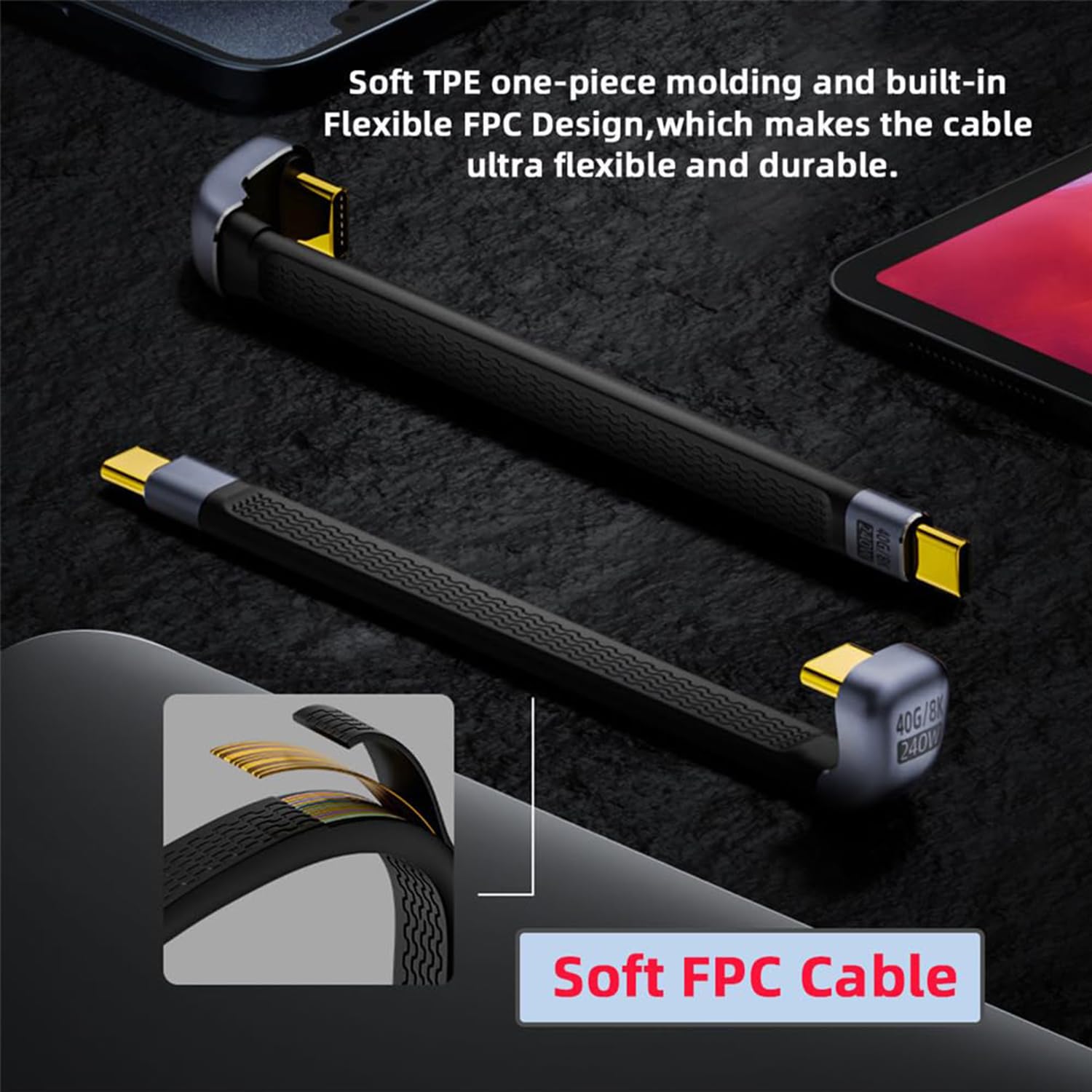 Short USB 4 Cable, 240W Charging U-Shaped USB C Cable Short, 40Gbps Data Transfer, 8K 60Hz Video Display for External SSD, iPhone 16 15 Pro Max, iPad, Thunderbolt 4/3, Hub (M to M-13cm) - Image 8