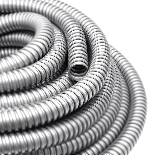 Miniatura 3 de Xadnitu Conducto eléctrico flexible de pared reducida de 12 pulgada, tubo de manga de cable de acero inoxidable de 50 pies para gestión de cables
