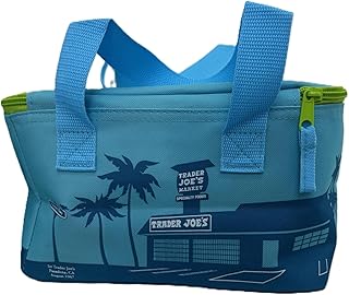 Trader Joe's Mini Insulated Tote Bag, August 2025 Limited Edition Blue, High-Density Foam Cooler with Leak-Proof Lining, Zippered Closure, for Lunch, Groceries, Travel (Blue)