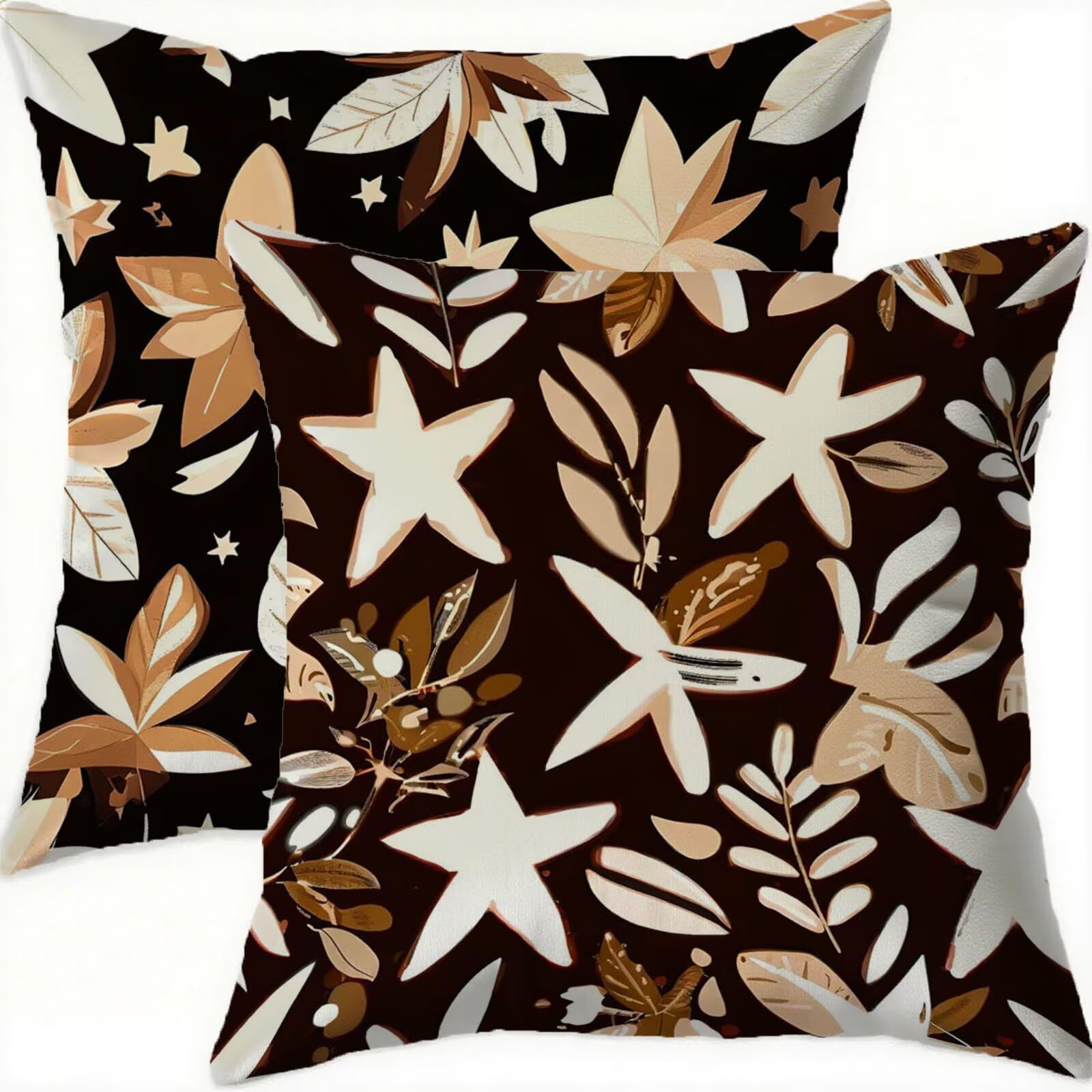 Housse coussin 55x55cm taie oreiller velours beige imperméable lot 2