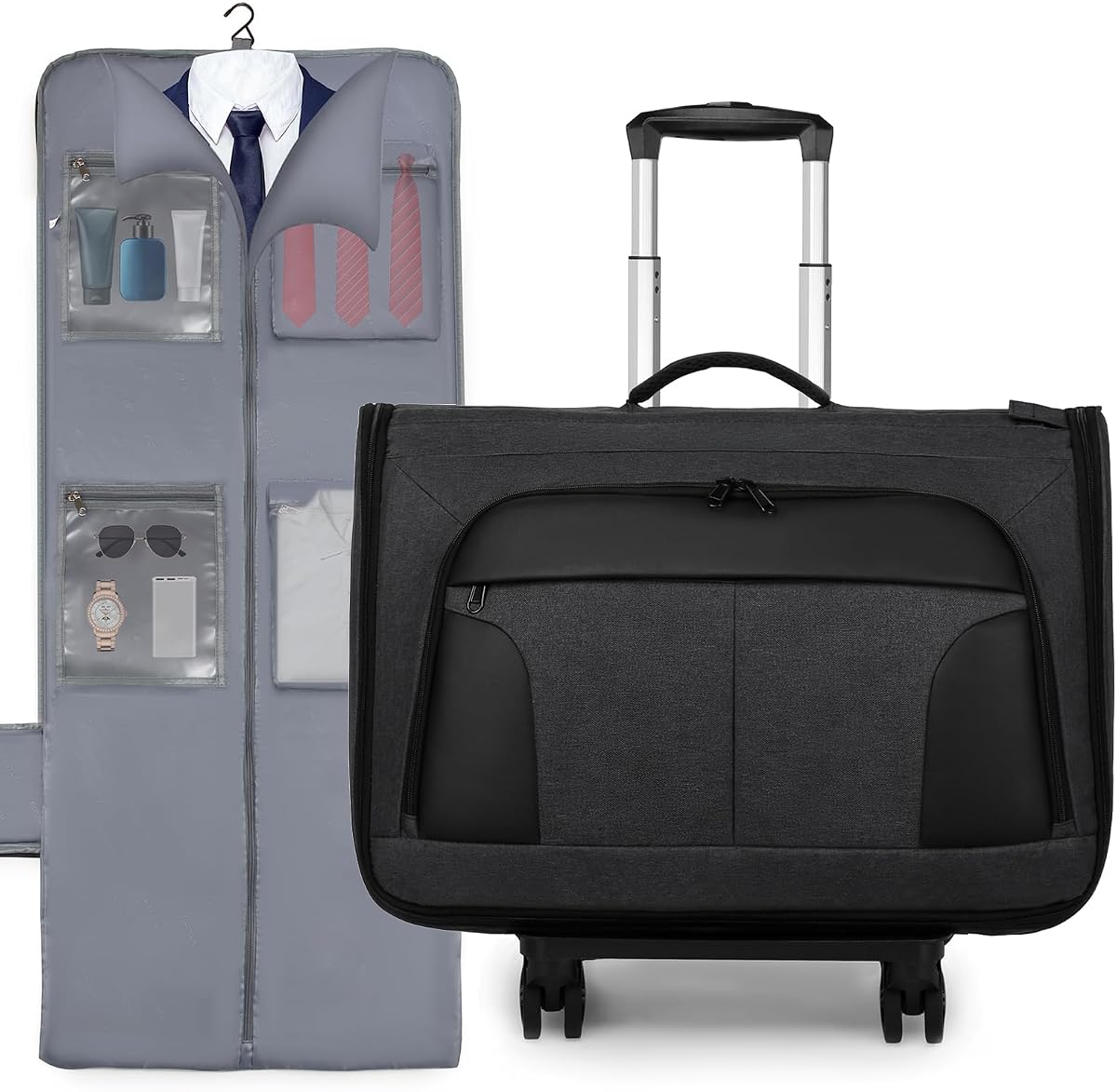 Rolling Garment Bag, Large Carry On Garment Bag With Wheels, Men Women Suit Carry On Garment Bag for Travel Business