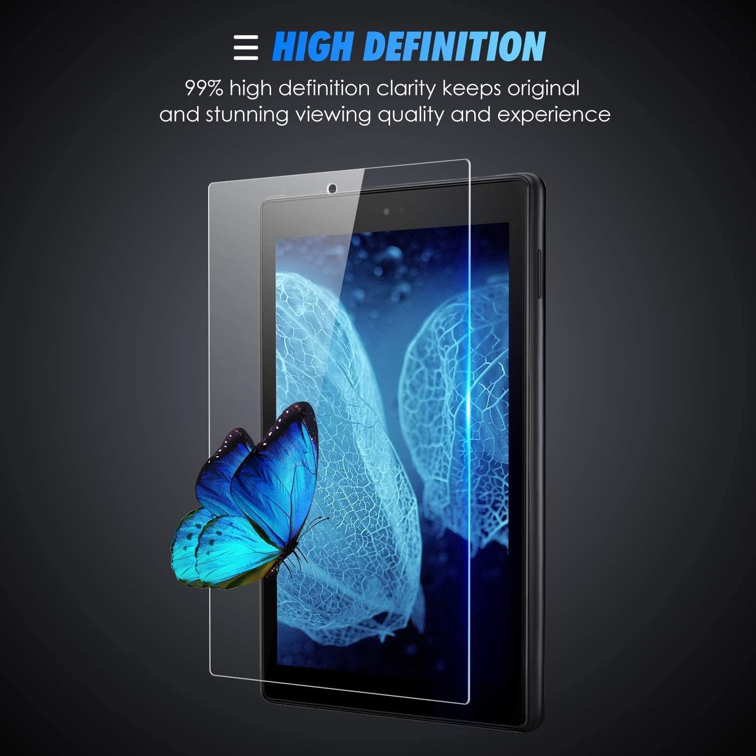 3 Pack SPARIN Screen Protector Compatible with Fire HD 10 Tablet (9th and 7th Generation, 2019 and 2017 Release), Tempered Glass Screen Protector for Fire HD 10 Kids Edition
