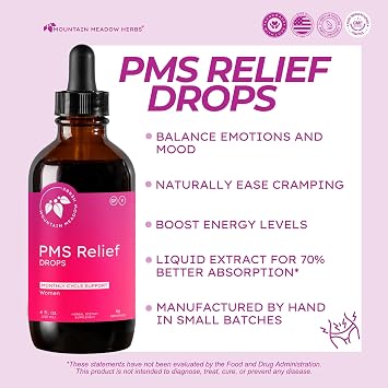 Mountain Meadow Herbs PMS Relief Drops Liquid Herbal Supplement 4 oz