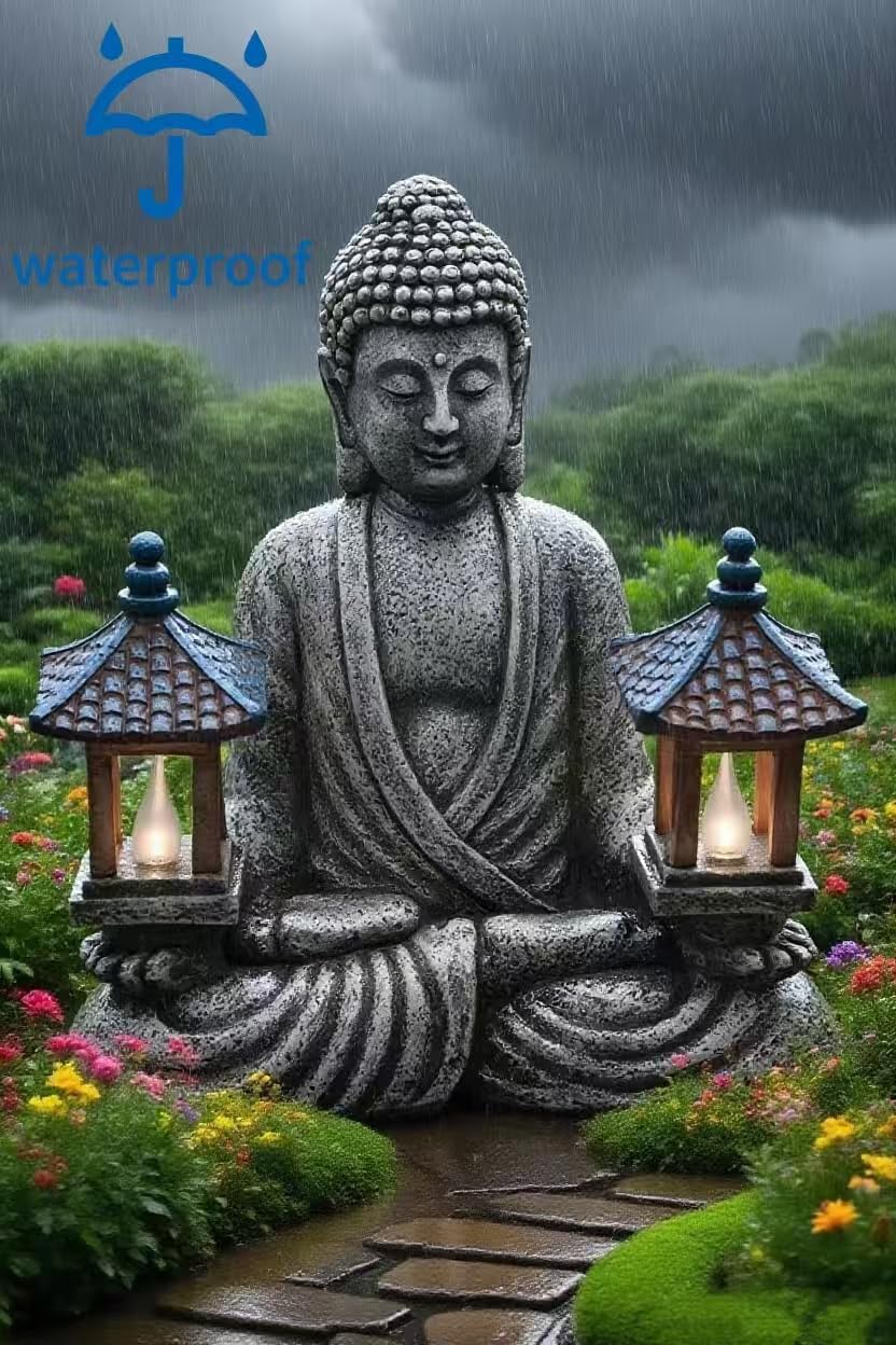 Buddha Statue for Home and Outdoor Decor Solar Powered Flickering LED,Garden Light,Courtyard Zen Meditation Spiritual Room Decor- Buddha Decor Outdoor-Ideas Gifts for Women, Mom - Image 8
