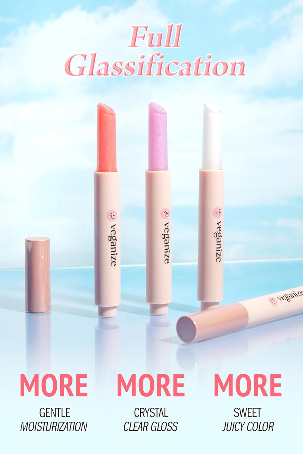 SELF BEAUTY Veganize Collagen Lip Glass Balm - Hydrating Lip w/Hyaluronic Acid - Vegan Korean Lip Balm Moisturizing Lip Care – Lip Gloss Repair for Dry Cracked Lips 0.06 oz (#11 Aurora Glitz) - Image 3