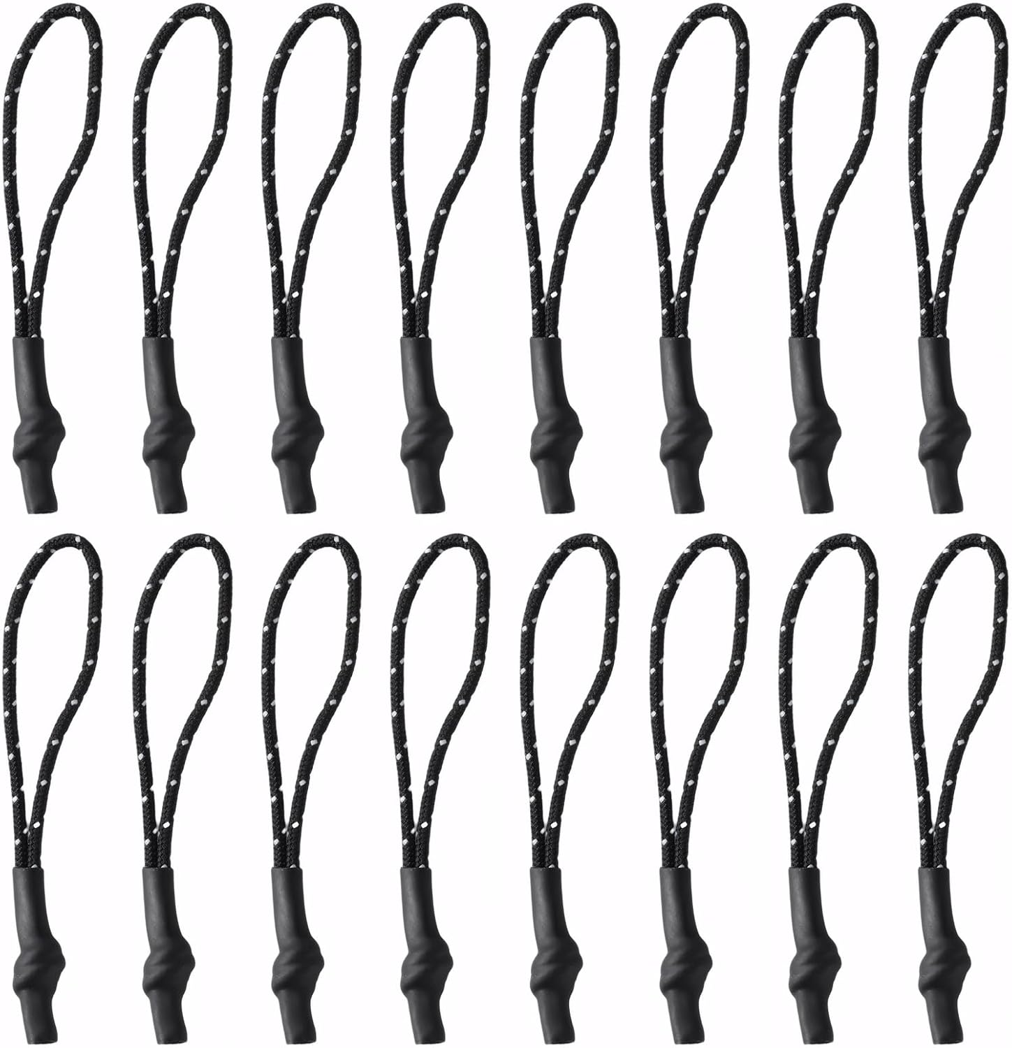 16PCS Zipper Pull Replacement, Backpack Tag Paracord Black Zipper Pull Tab for Bags Purses Clothes Backpacks - Repair Kits