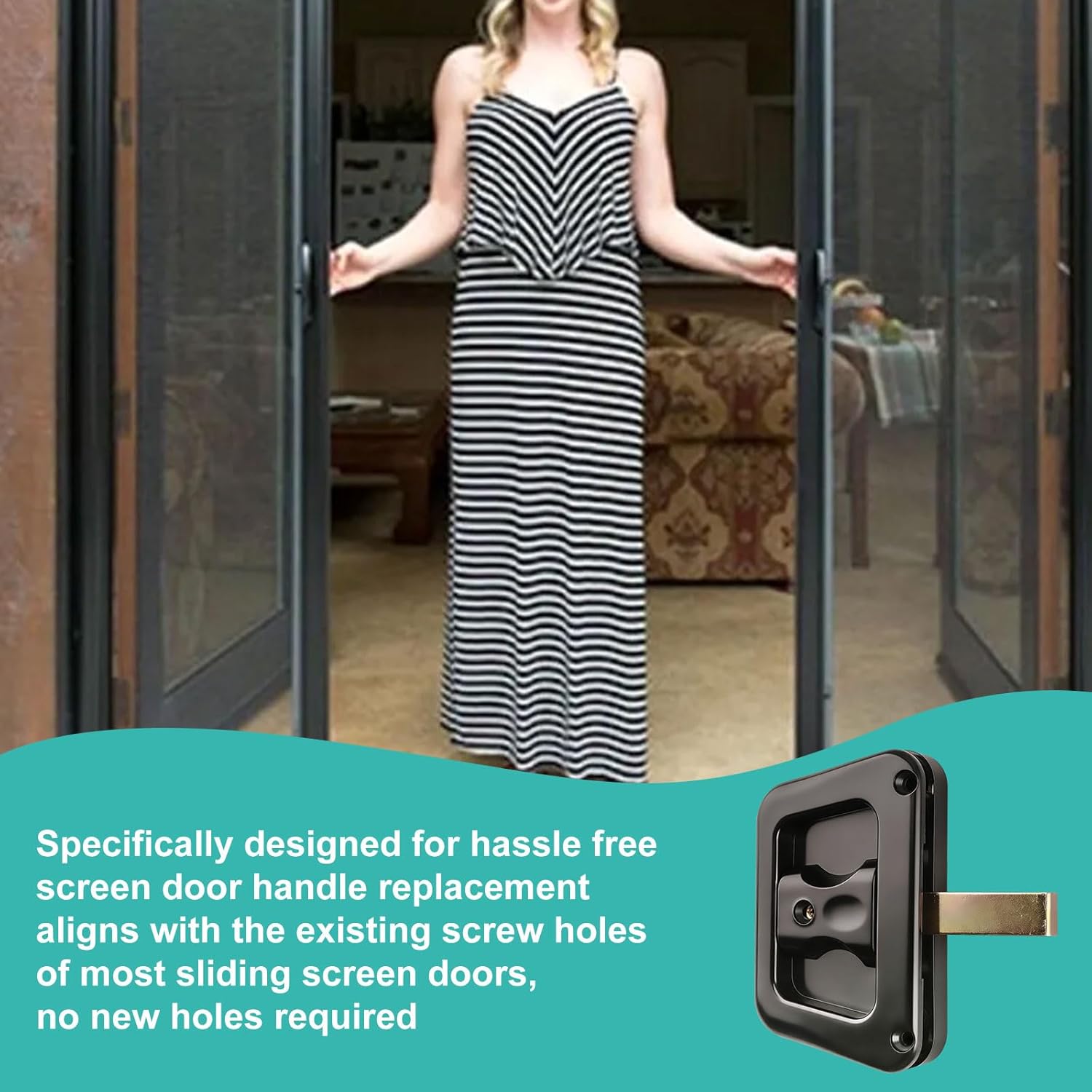 A 187 Sliding Screen Door Handle for Prime-Line Pull Screen Door,Screen Door Handle & Latch Compatible with Various Screen Doors - 2 Pack