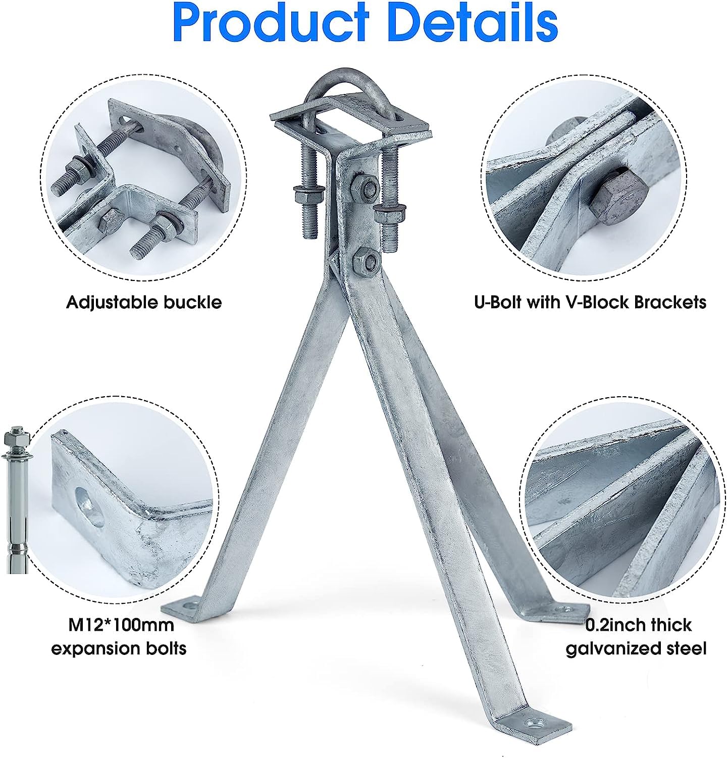 Windproof Stand Off Wall Mast Mount Satellite Dish Mounts (1 para uchwytów (3 nogi + 2 stopy), 35 cm)
