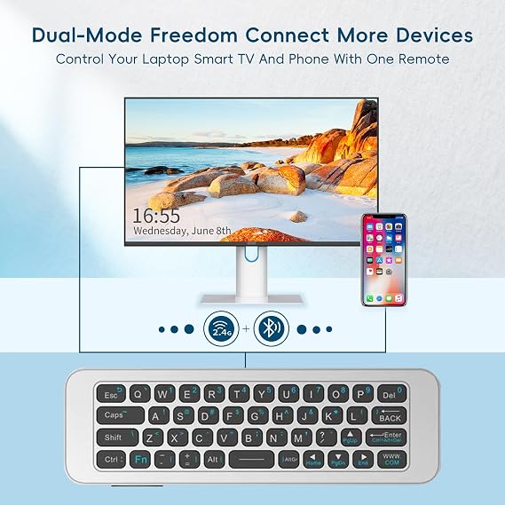 Bluetooth Air Mouse Remote Keyboard, 2.4G Wireless Keyboard Combo | Plug & Play Handheld Remote Control ndroid TV Box, PC, HTPC, Smart TV, Projector