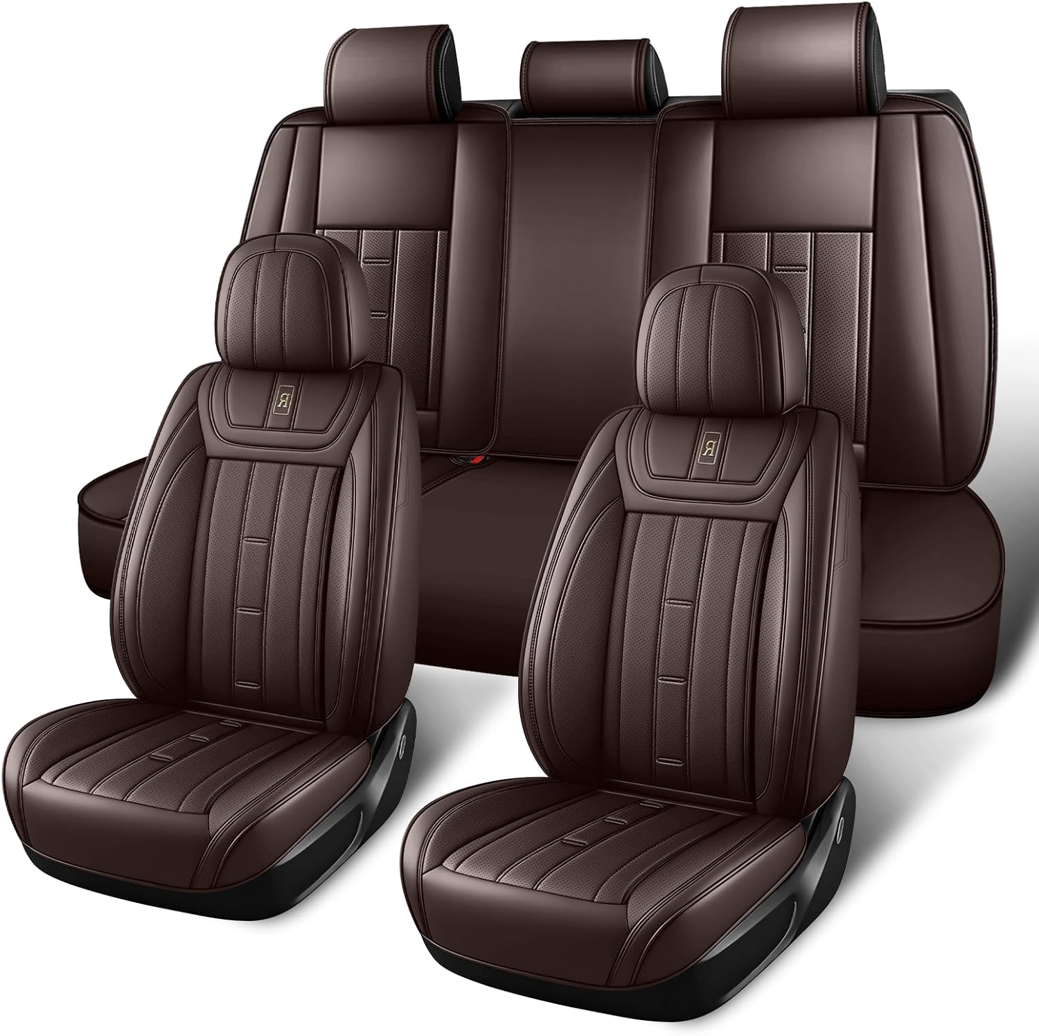 AWUI for Toyota 4Runner Seat Covers 2001-2025 Full Set,Waterproof Nappa Leather, Scratch-Resistant, 360° Full Coverage, Anti-Slip & Easy-Clean Car Seat Covers(5 Seat,Coffee)