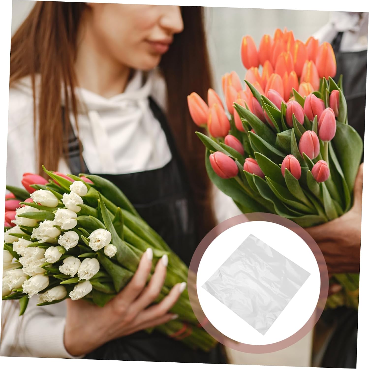 Didiseaon 100pcs Clear Cellophane Wrapping Paper Transparent Flower Packaging Film for Floral Bouquets Wedding Birthday DIY Present Wrapping