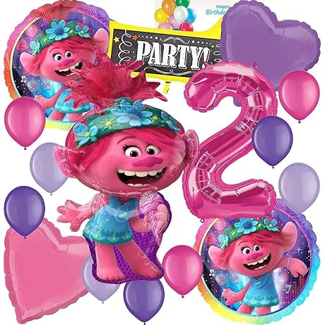 Vibrant Poppy Balloon Trolls: Party Accessory for a Delightful Celebration
