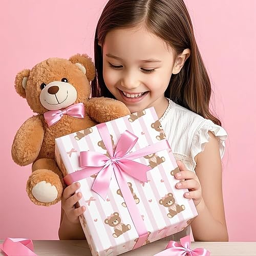 Vista 141 de WRAPAHOLIC Papel de regalo reversible, mini rollo, 17 pulgadas x 33 pies, adorable diseño de gato y azul sólido para cumpleaños, vacaciones