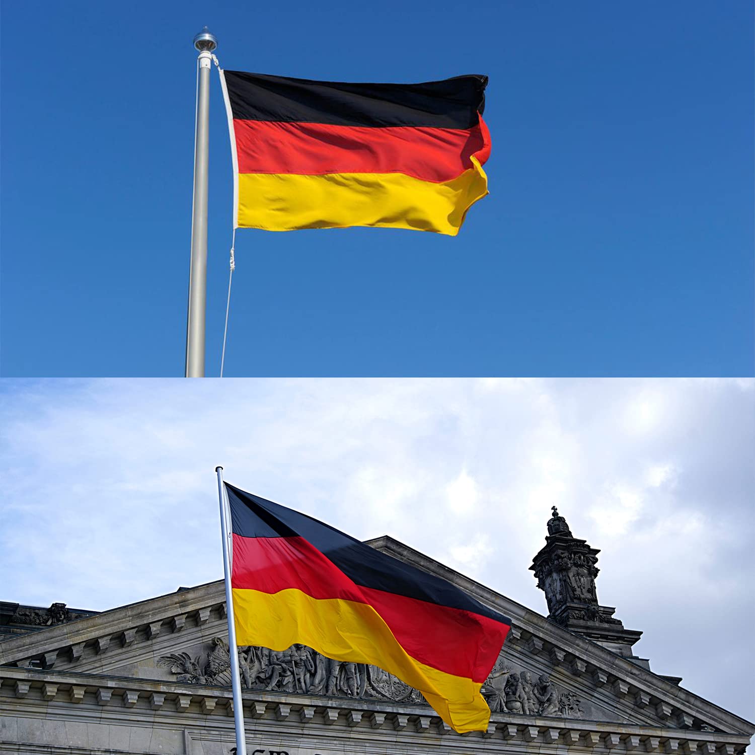 Drapeau Français Qanmua - 150x90 Cm - Nylon 210D Résistant - 2 Œillets Laiton - Couleurs Vives UV - Intérieur/Extérieur - Cadeau Patriotique
