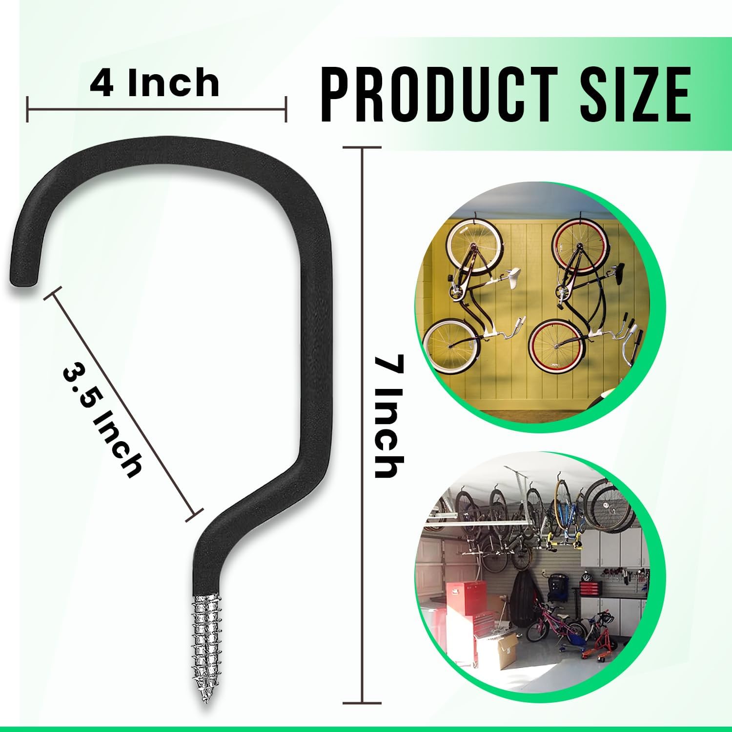 4 Pack Heavy Duty Extra-Large Garage Storage Utility Hooks - 7 Inches for Garage Wall and Ceiling - Garage Hooks for Hanging Bicycle, Ladder, Hose, Cords, and Garden Tools thumbnail