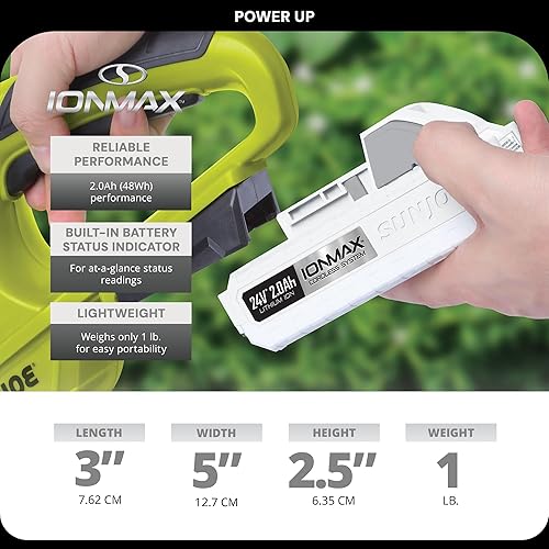 Miniatura 3 de Sun Joe Snow Joe - Paquete de baterías IONMAX de 24 voltios, 2 baterías de iones de litio de 2.0 Ah