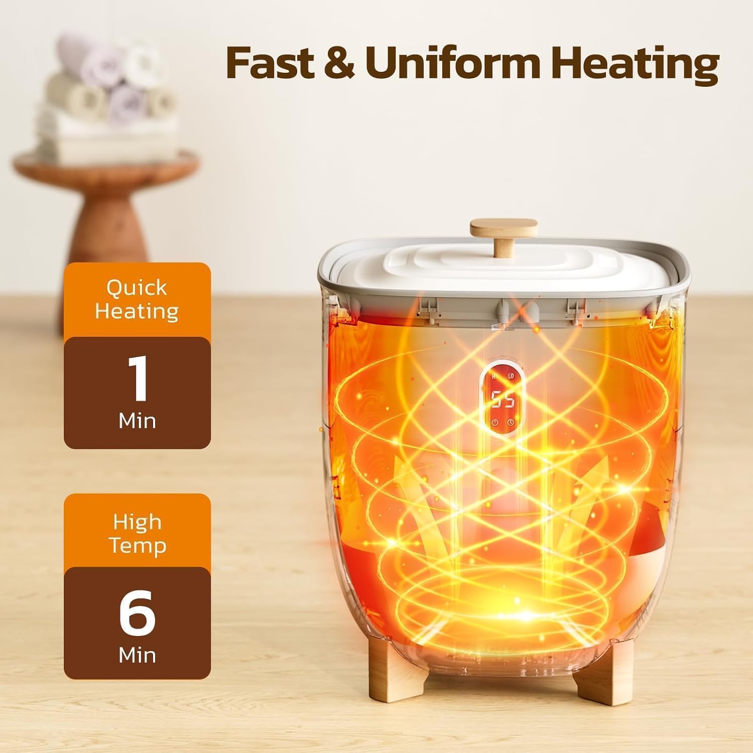 25L Towel Warmer,Large Towel Warmers for Bathroom,Hot Towel Warmers Bucket with 2 Heating Modes,Auto Shut-Off,LCD Screen,Fits 2 Blankets,Bathrobes, Luxury White