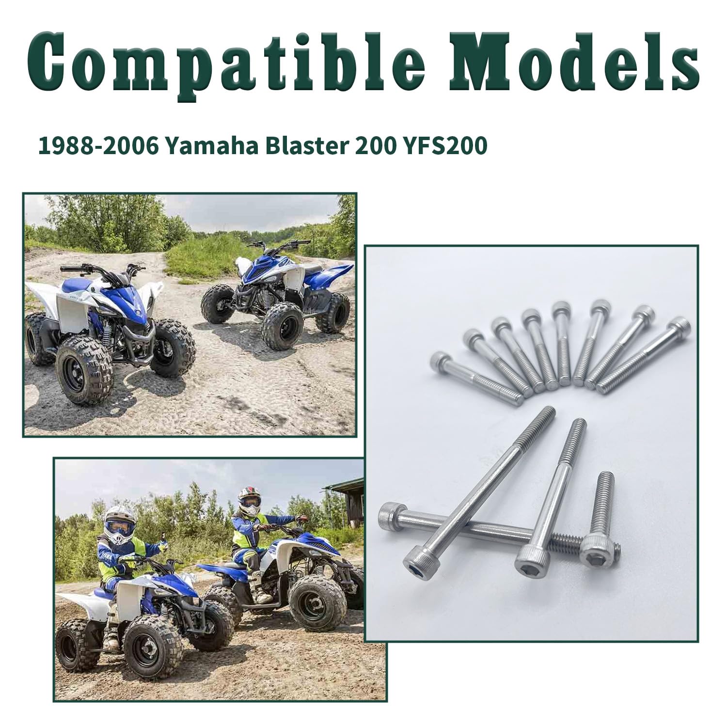Polished Bolt Screw Kit Compatible for Yamaha 1988-2006 Blaster 200 YFS200, 54pcs (7Pack) Motorcycle 304 Stainless Steel Engine Bolt Kit for Yamaha