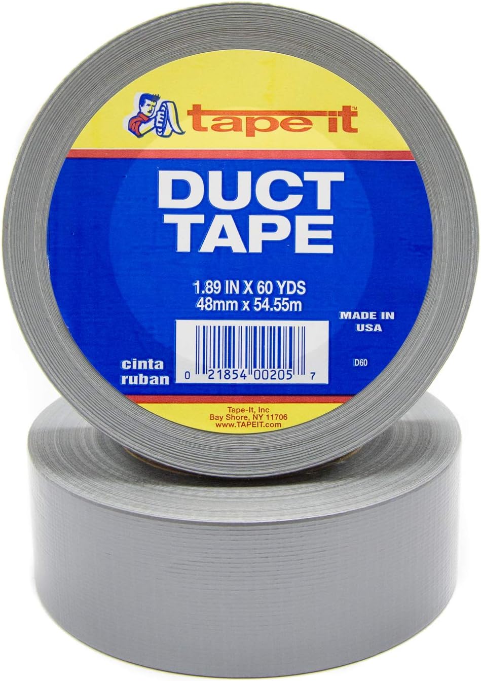 Tape-It Silver Color Duct Tape 1.89 in x 60 Yards, 48mm x 55m. One Roll