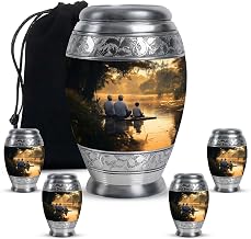Fisherman Urn - Black Keep Sake Urns for Human Ashes Adult Female - Sunset Funeral Urns for Human Ashes Adult Male - Memorial Ash Holder - Cremation Urn for Women (Combo 10" & 3", Pack of 5)