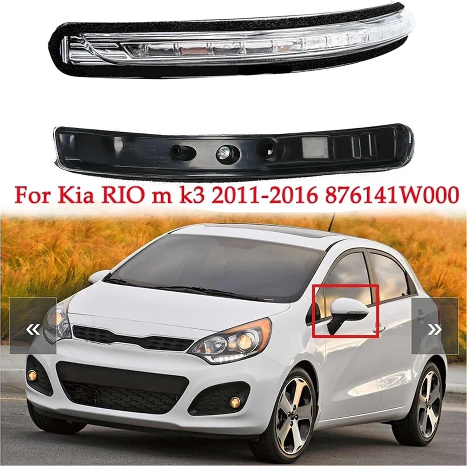 Car Led Turn Signal Lamps On Both Sides Rearview Mirror Indicator Compatible With Kia RIO m k3 2011-2017 Car Accessories(Left)