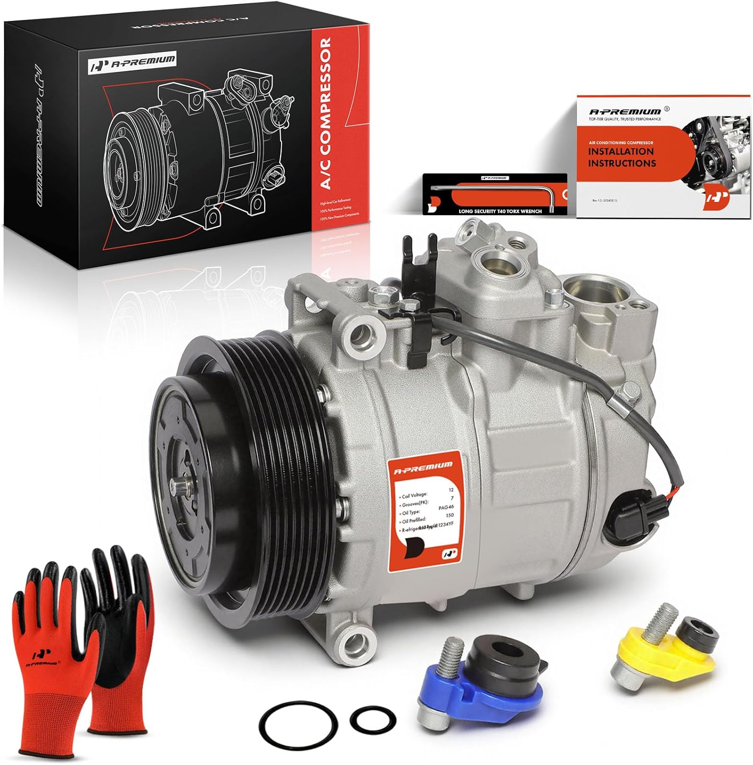 A-Premium Air Conditioner AC Compressor with Clutch Compatible with Porsche Cayenne 2017-2018 3.6L, Cayenne 2003-2006 4.5L, Cayenne 2008-2018 4.8L, Panamera 2017