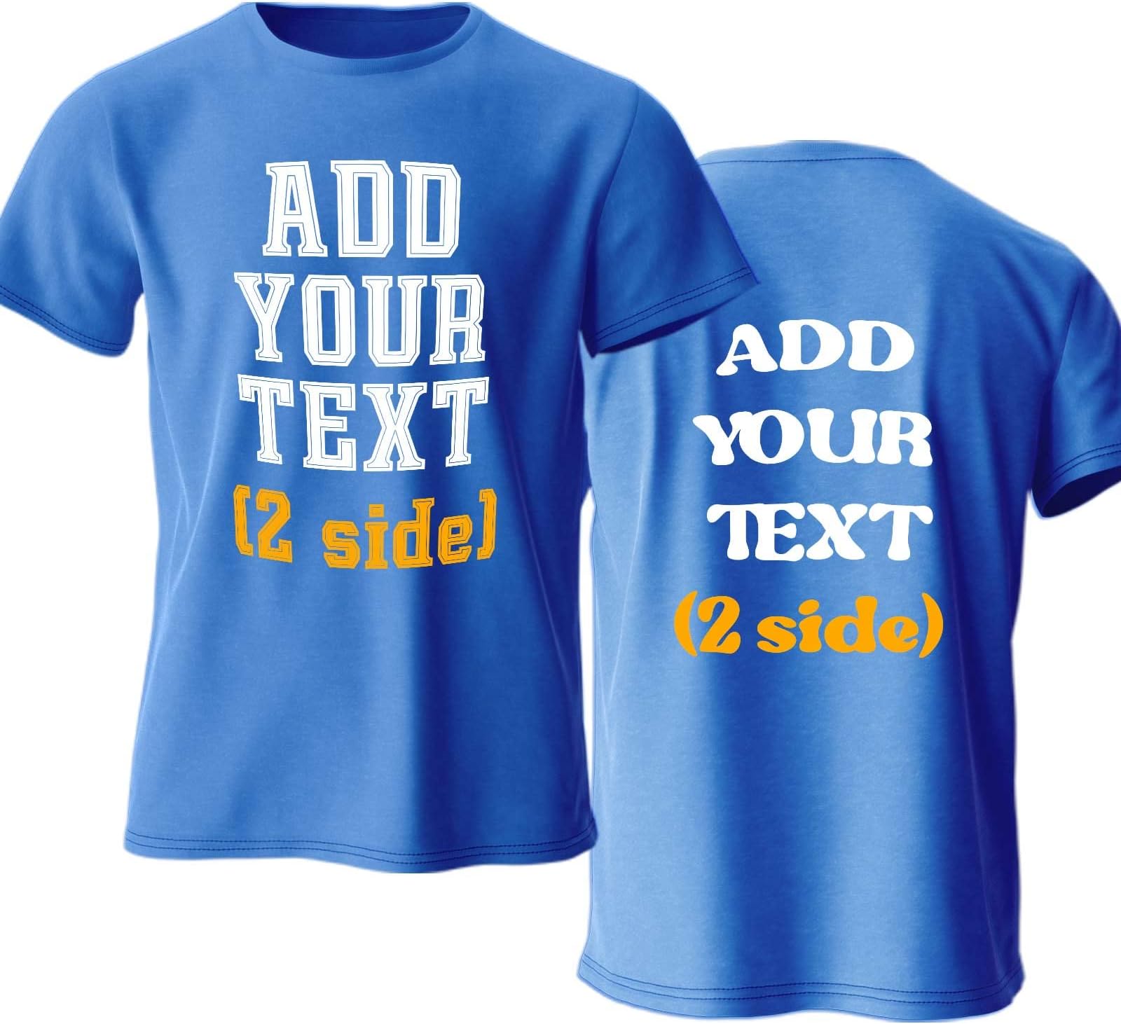 Custom T Shirt for Men Women Design Your Own Front Back Print Personalized T Shirts (1.Black) (5.Blue)