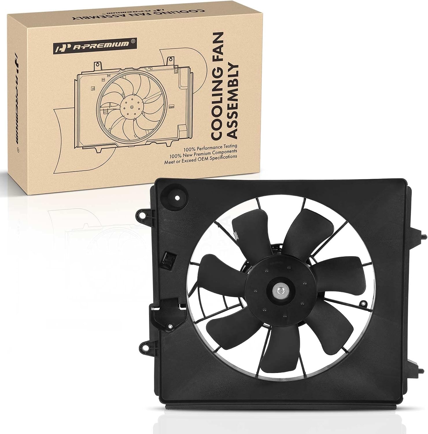 A-Premium Right A/C Condenser Fan Assembly Compatible with Select Honda Models - CR-V CRV 2007 2008 2009 - Replace# 36816RZAA01, 38615RZAA01
