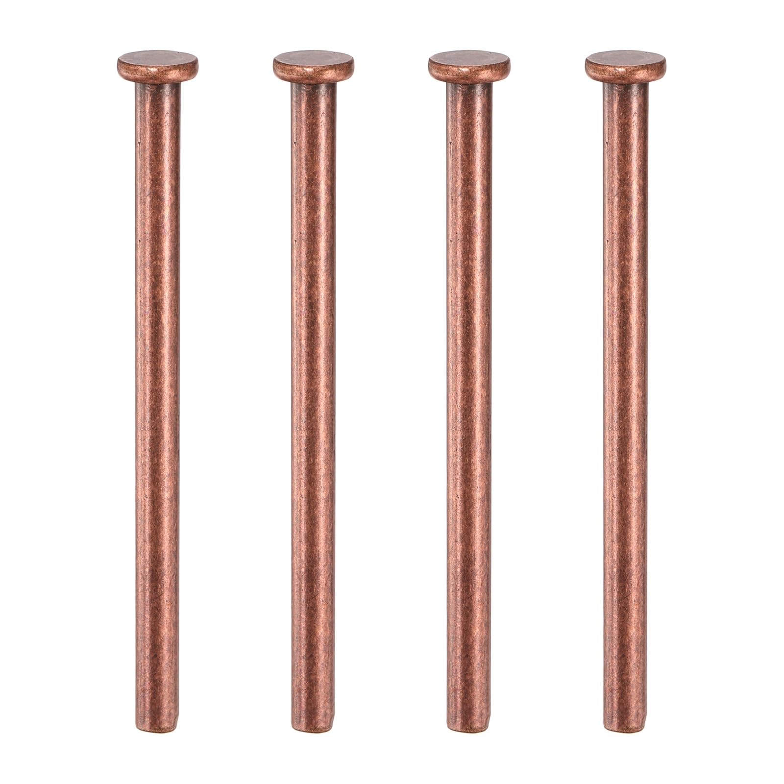 sourcing map 4Pcs Door Hinge Pins, 3.5 Inch Removable Interior Door Security Hinges Pin Screws Replacement Closing Pins Closer for Repair Residential Wood Door Parts, Red Bronze