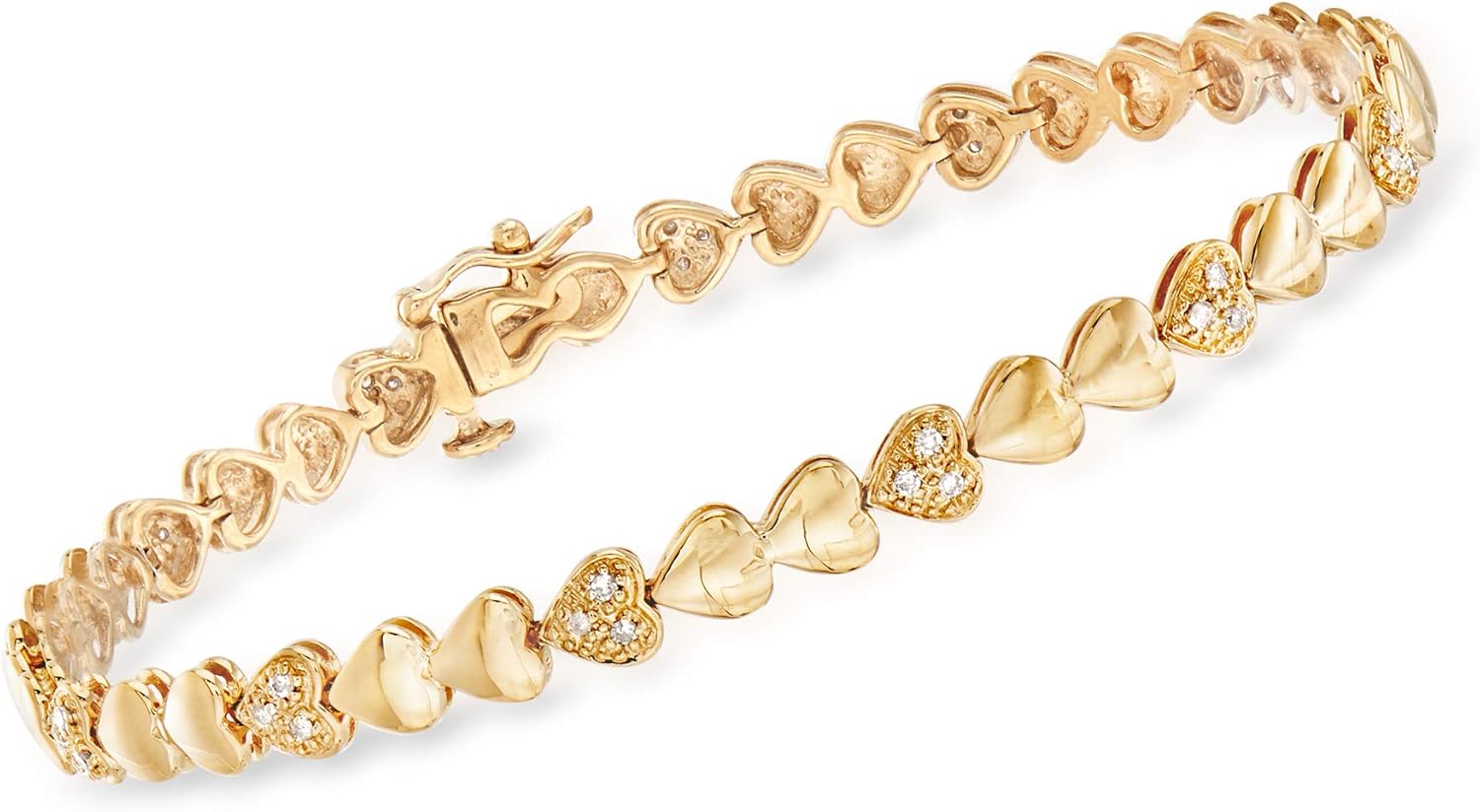 Ross-Simons 0.25 ct. t.w. Diamond Heart Bracelet in 18kt Gold Over Sterling