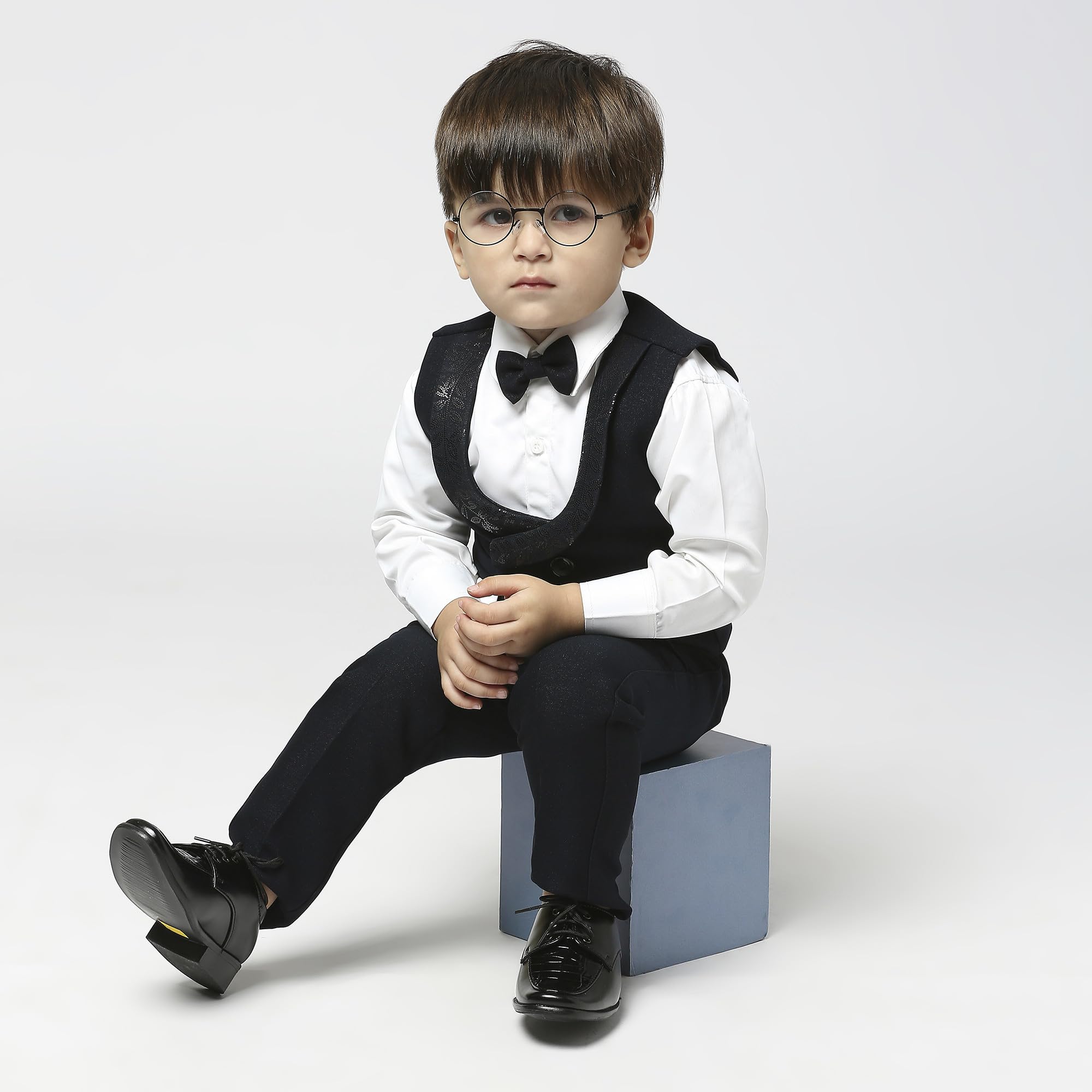 KIDS ISLAND Kids Navy Blue Casual Suit with Bow Tie | KI_103_1068_Nblue_4 2