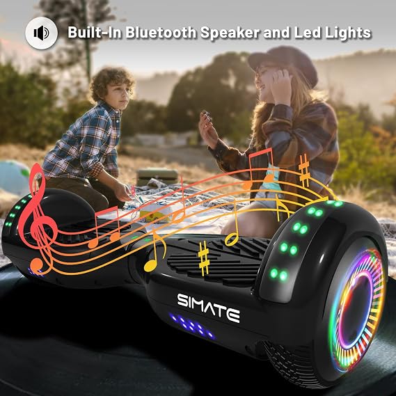 SIMATE Hoverboard, Bluetooth All Terrain Hover Boards with LED Lights and APP Control, Gifts for Kids Adults Girls Boys, for All Ages