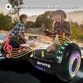 SIMATE Hoverboard, Bluetooth All Terrain Hover Boards with LED Lights and APP Control, Gifts for Kids Adults Girls Boys, for All Ages