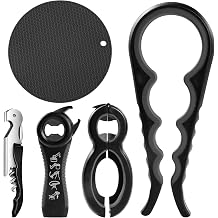 Jar Opener for Weak Hands - 5 Pack Bottle Openers for Arthritis Hands, Can Openers for Arthritic Hands, Top Gadgets Disability Aids and Equipment for Kitchen Black