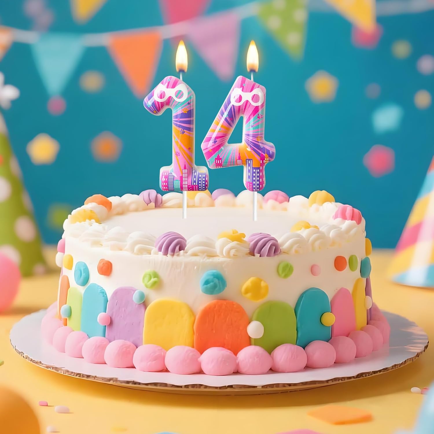 Mauin Cat-Themed Number Candles, Colorful City-Style Cake Decorating Candles, Pet-Themed Party Decorations, Anniversary Celebration Supplies, Dessert Table Cake Decorations(4)