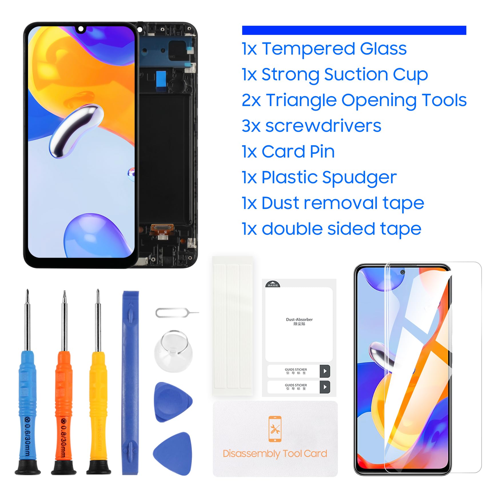 LADYSON OLED Schermo LCD per Samsung Galaxy A50 A505 SM-A505FN/DS A505F/DS LCD Display Touch Screen Digitizer Assemblaggio Kit con Strumenti (Nero con Cornice,Non per A50S)