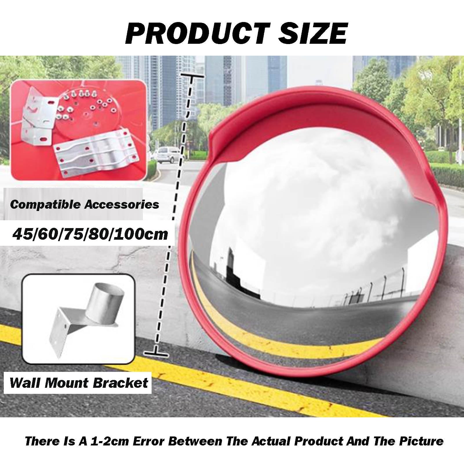 Espejo Convexo Curvo de Alta definición, Distancia de visión de 300 a 1000 cm, ángulo Amplio Ajustable de 160°, para ángulos Ciegos en Esquinas de Garaje (45 x 45 cm)