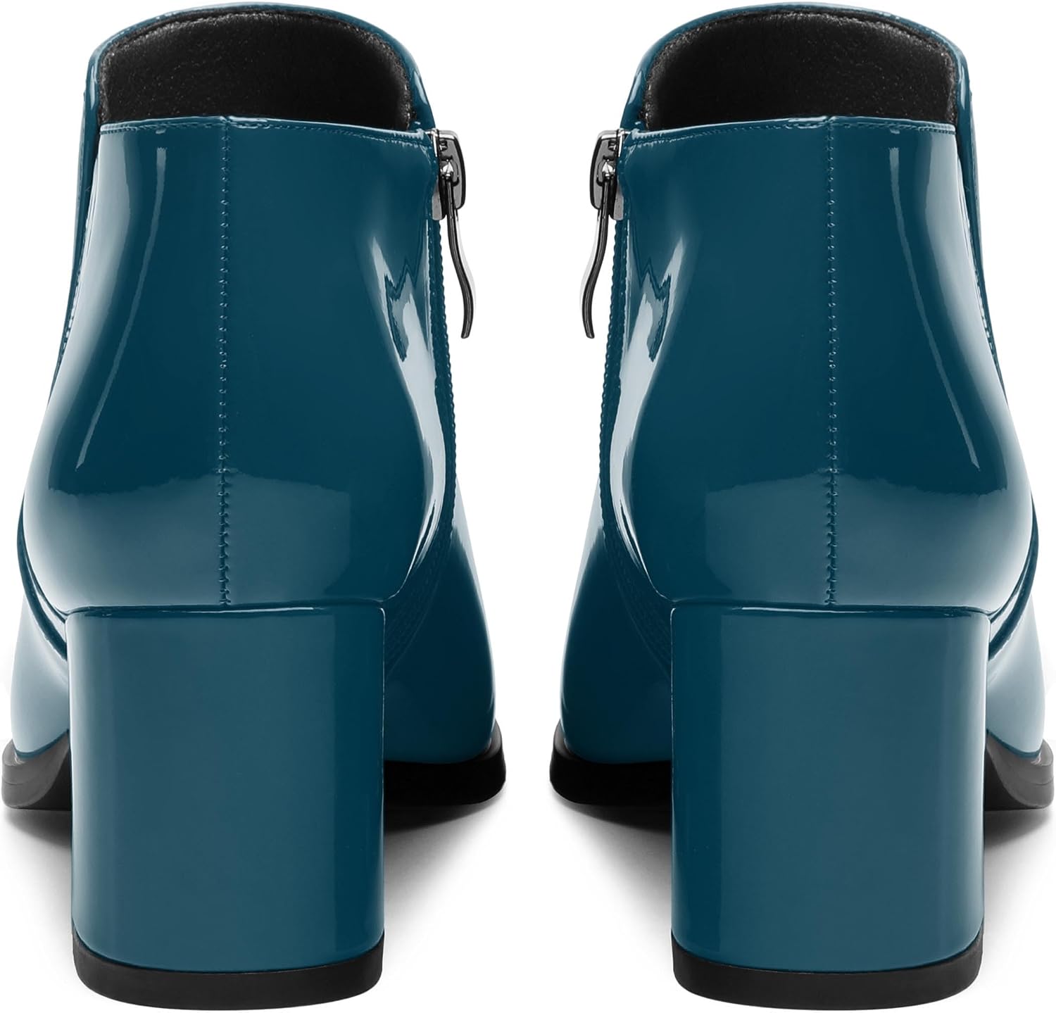 Women's Ankle Boots, Pointed Toe Chunky Heel Short Boots, Side Zipper and Elastic Ankle Booties, Mid Heel Shoes for Women