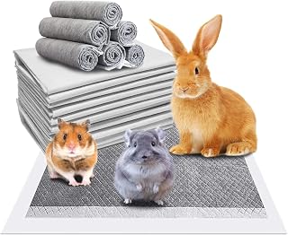 100Pcs Rabbit Pee Pads,18"× 13" Disposable Cage Liner Black Carbon Odor-Control All-Absorb Charcoal Bunny Training Accessories with Quick-Dry Surface for Rabbits Guinea Pigs Small Animals